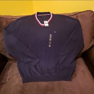 Tommy Hilfiger Blue Vneck Zip Sweater